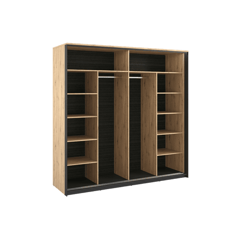 Briar 2 Door Sliding Mirrored Oak Wardrobe | 220cm