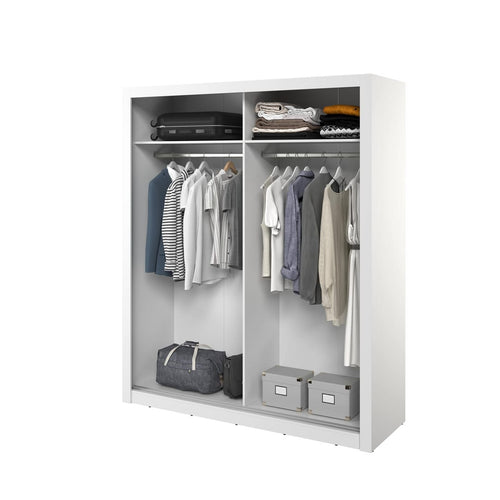 Merion 2 Door Sliding Mirrored White Wardrobe | 180cm