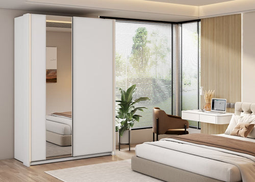 Jessica 2 Door Sliding White Wardrobe | 150cm