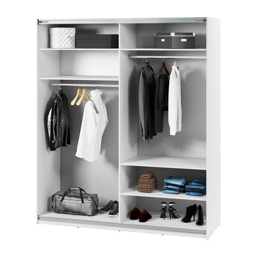 Jessica 4 Door Sliding White Wardrobe | 200cm