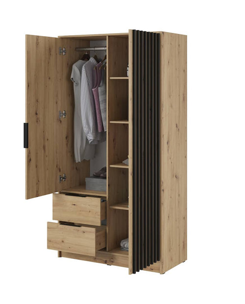 Marlowe 2 Door Hinged Mirrored Wardrobe | 105cm