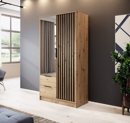 Marlowe 2 Door Hinged Mirrored Wardrobe | 105cm