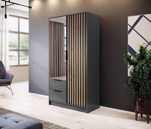 Marlowe 2 Door Hinged Mirrored Wardrobe | 105cm