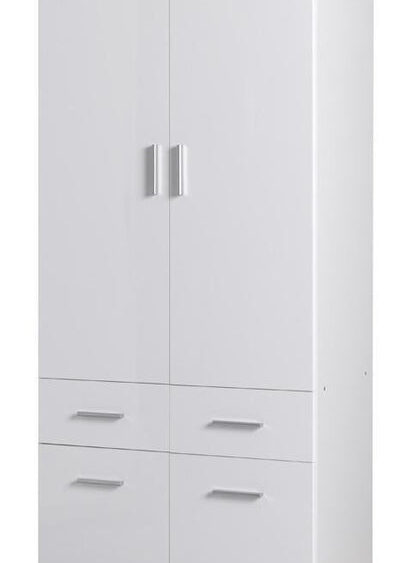 Cosima 2 Door Hinged White Gloss Wardrobe | 92cm