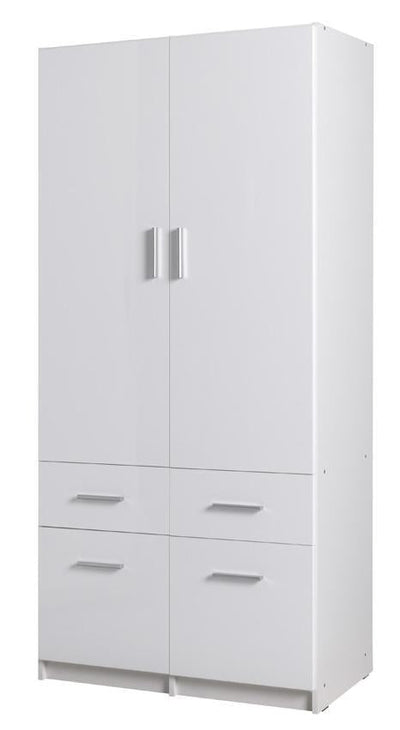 Cosima 2 Door Hinged White Gloss Wardrobe | 92cm
