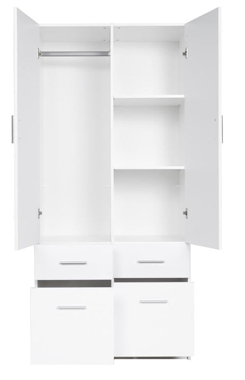 Cosima 2 Door Hinged White Gloss Wardrobe | 92cm