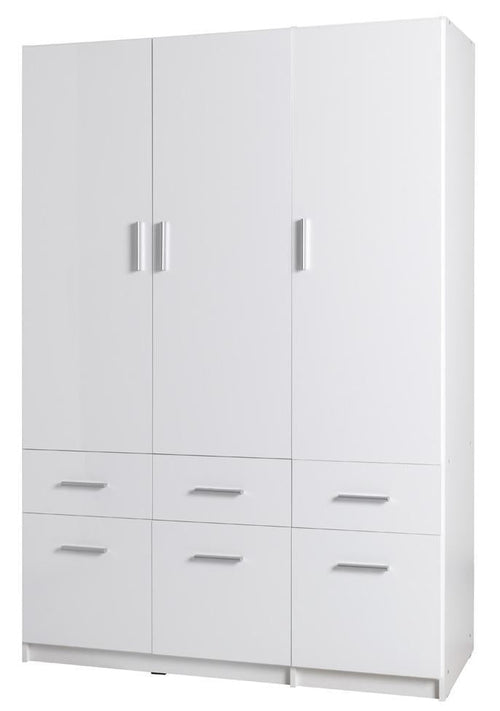 Cosima 4 Door Hinged White Gloss Wardrobe | 136cm