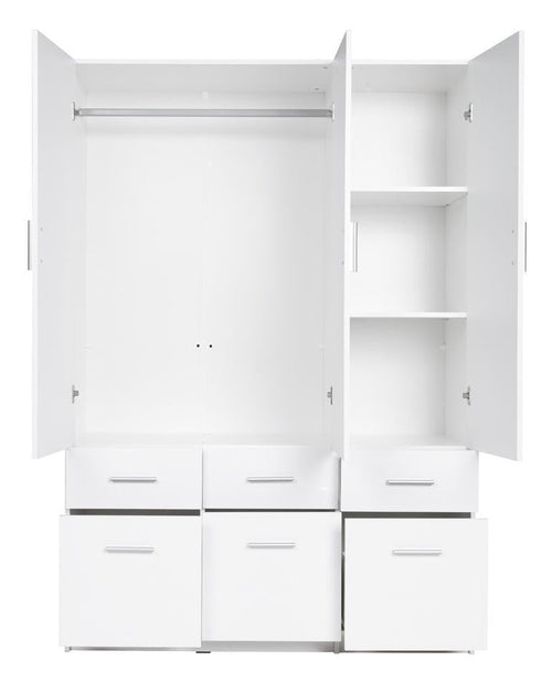 Cosima 4 Door Hinged White Gloss Wardrobe | 136cm