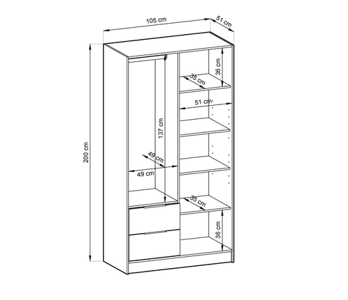 Marlowe 2 Door Hinged Mirrored Wardrobe | 105cm