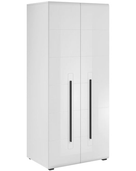 Vivienne 2 Door Hinged White Gloss Wardrobe | 90cm