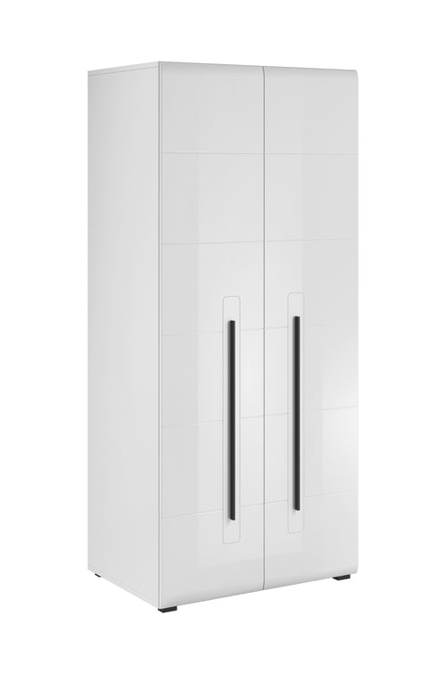 Vivienne 2 Door Hinged White Gloss Wardrobe | 90cm