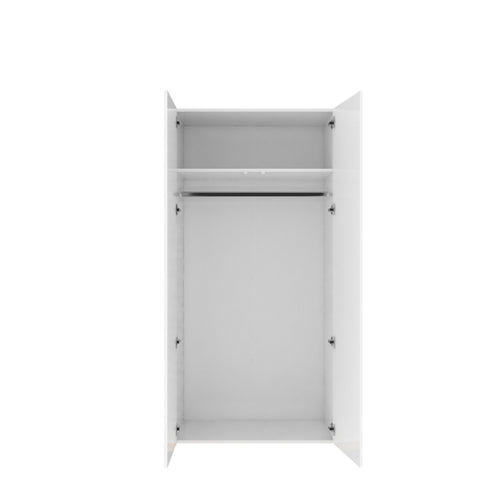 Vivienne 2 Door Hinged White Gloss Wardrobe | 90cm