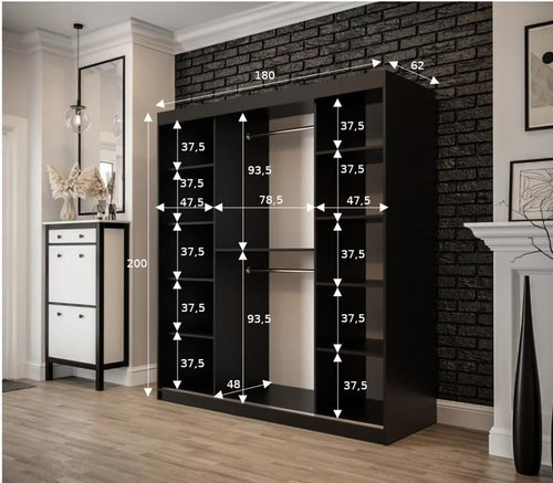 Sophie 2 Door Sliding Dark Oak Wardrobe | 180cm